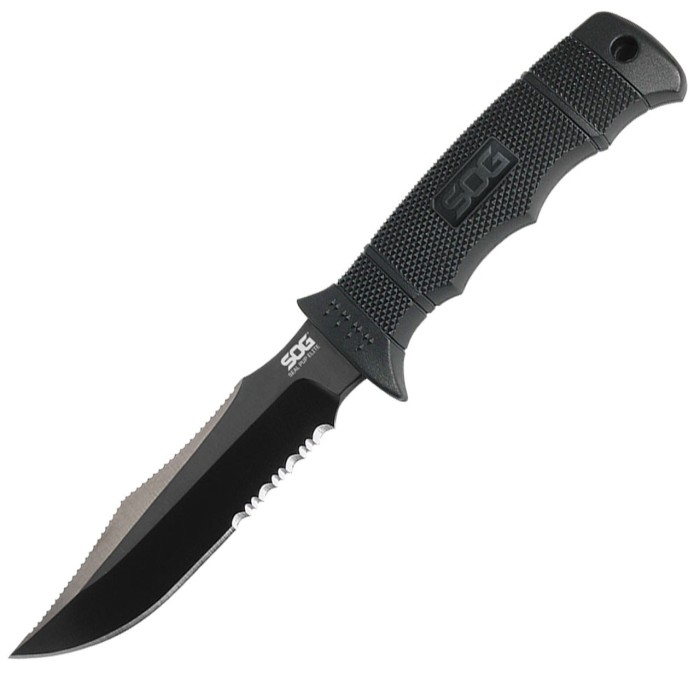 SOG SEAL PUP ELITE - KYDEX SHEATH - BLACK TINI, PARTIALLY SERRATED